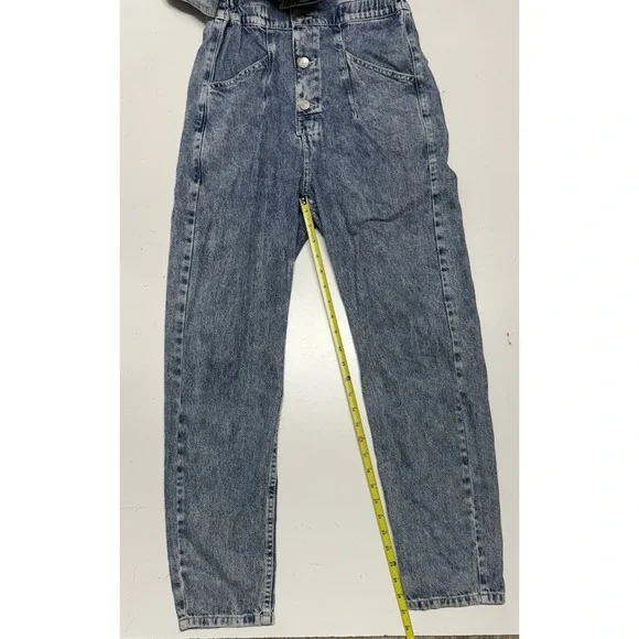 Free People Coverall Jumpsuit Denim Women's XS Short Sleeve‎ - Picture 2 of 5